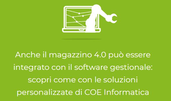 Anche il magazzino 4.0 può essere integrato con il software gestionale: scopri come con le soluzioni personalizzate di COE Informatica